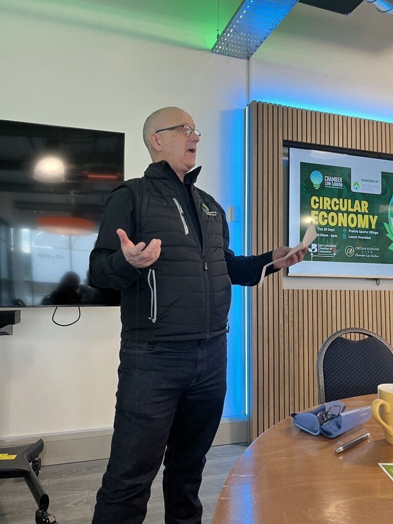 John Holt giving speech at Burnley Climate Week